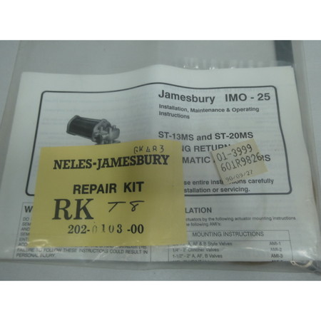 Jamesbury REPAIR KIT VALVE ACTUATOR RKT8 202-0103-00
